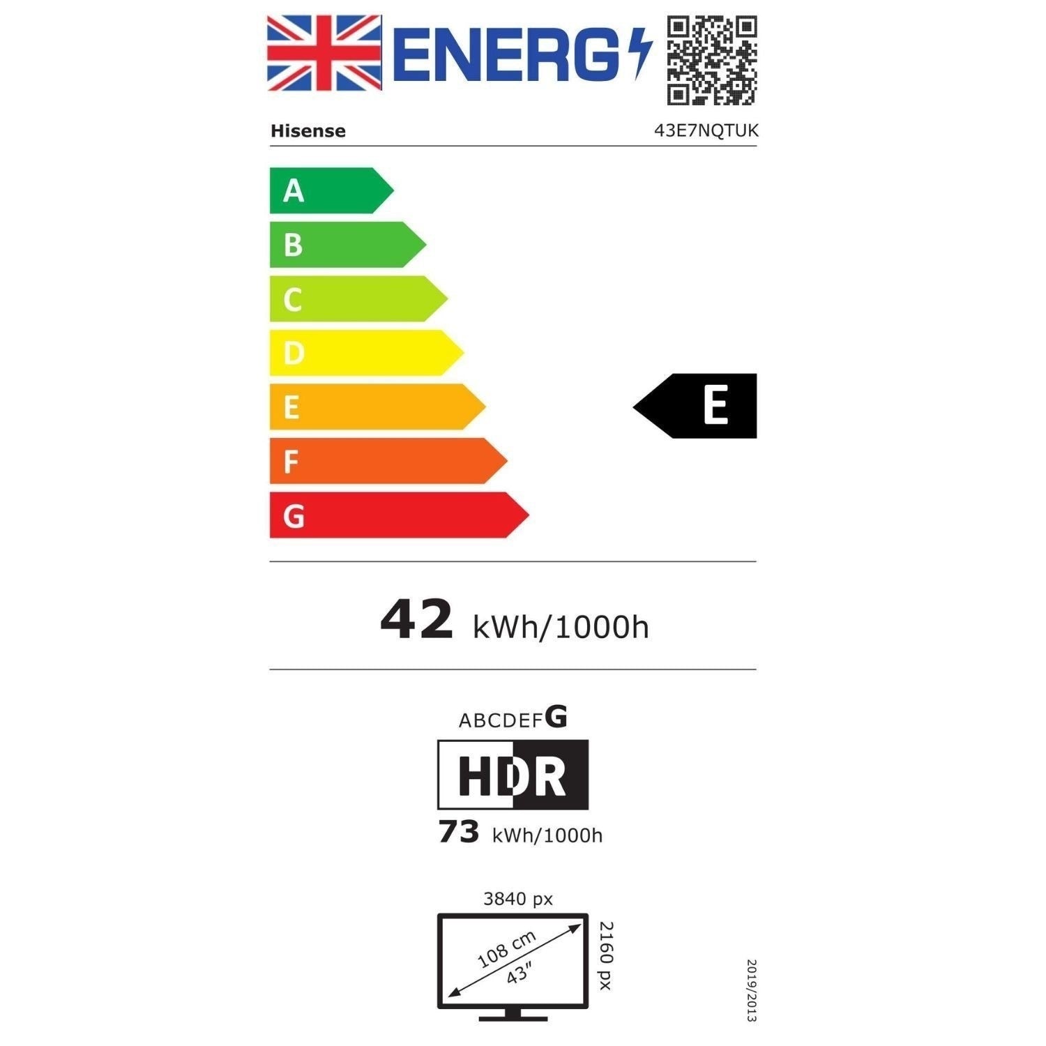 Hisense E7N 43 inch Smart 4K Ultra HD QLED TV