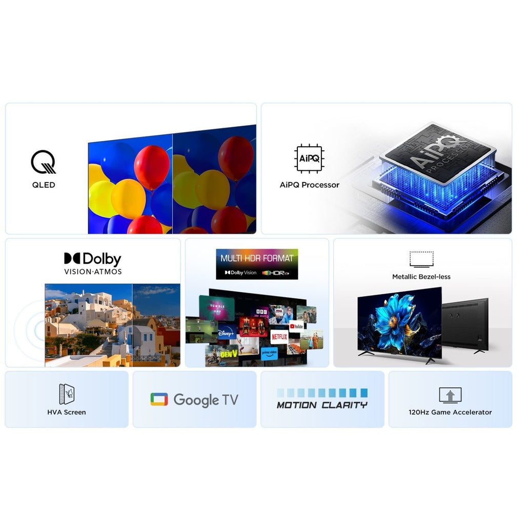 TCL P7K 43 inch 4K QLED HDR Google TV - 43P7K-UK