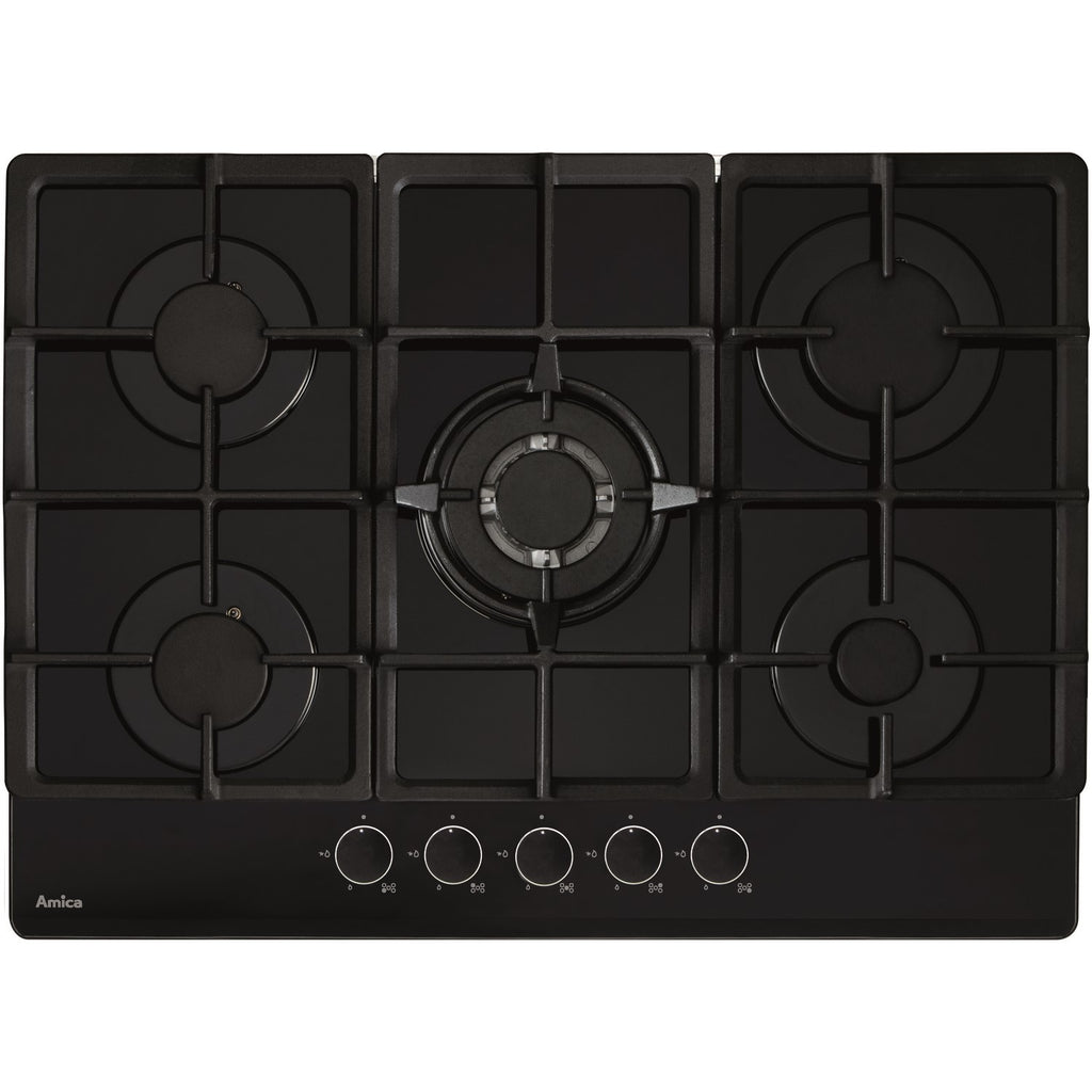 Amica 70cm 5 Burner Gas Hob - Black