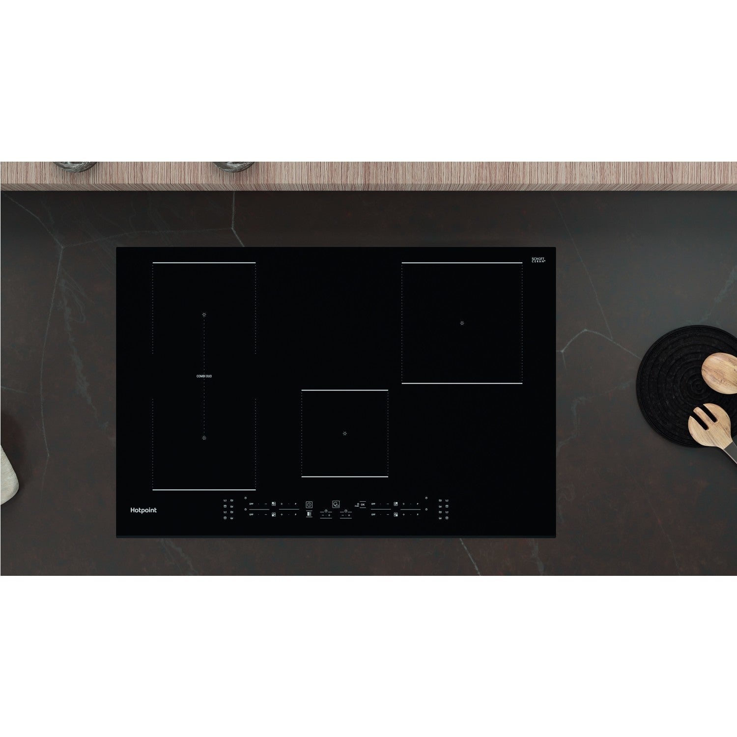 Hotpoint 77cm 4 Zone Induction Hob with CombiDuo