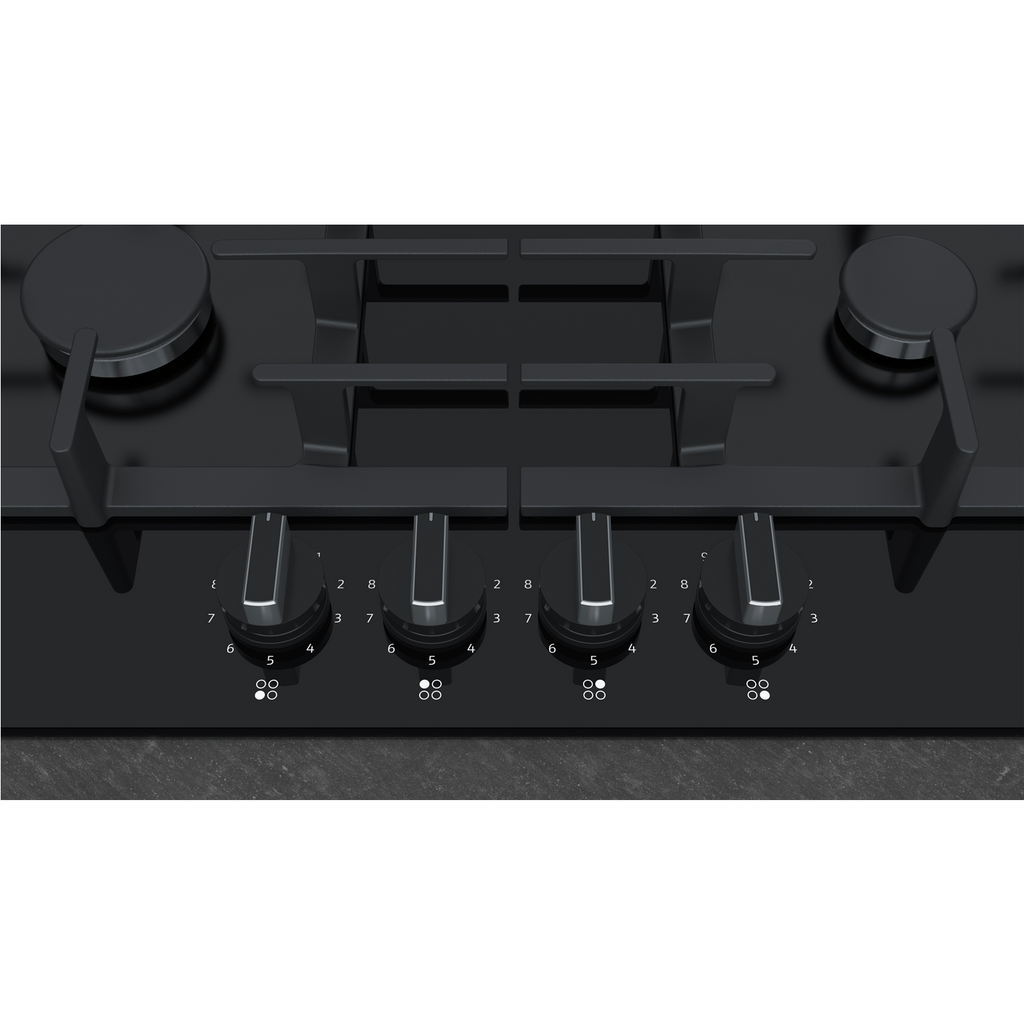 Neff N70 59cm Gas on Glass 4 Burner Gas Hob - Black