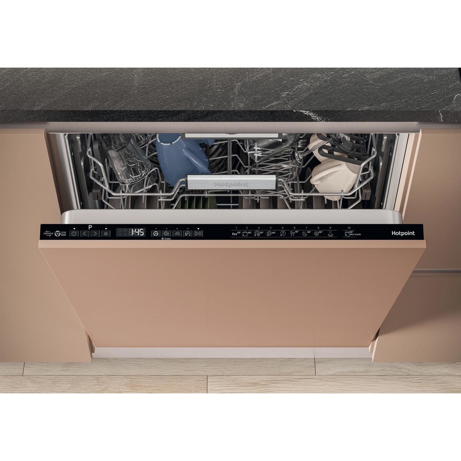 Hotpoint Maxi Space Integrated Dishwasher - C-Rated Black control panel