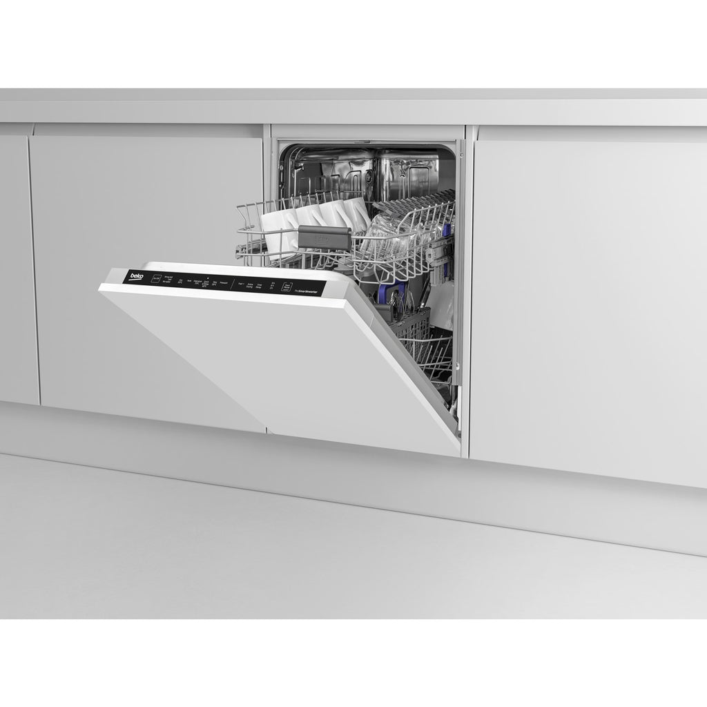 Beko Integrated Slimline Dishwasher - Fast+ - Black control panel
