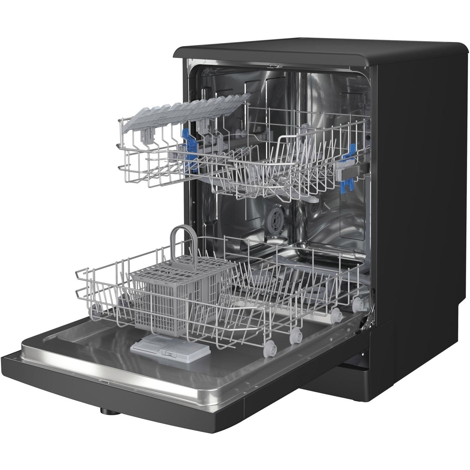 Indesit Fast&Clean Freestanding Dishwasher - Push&Go Black