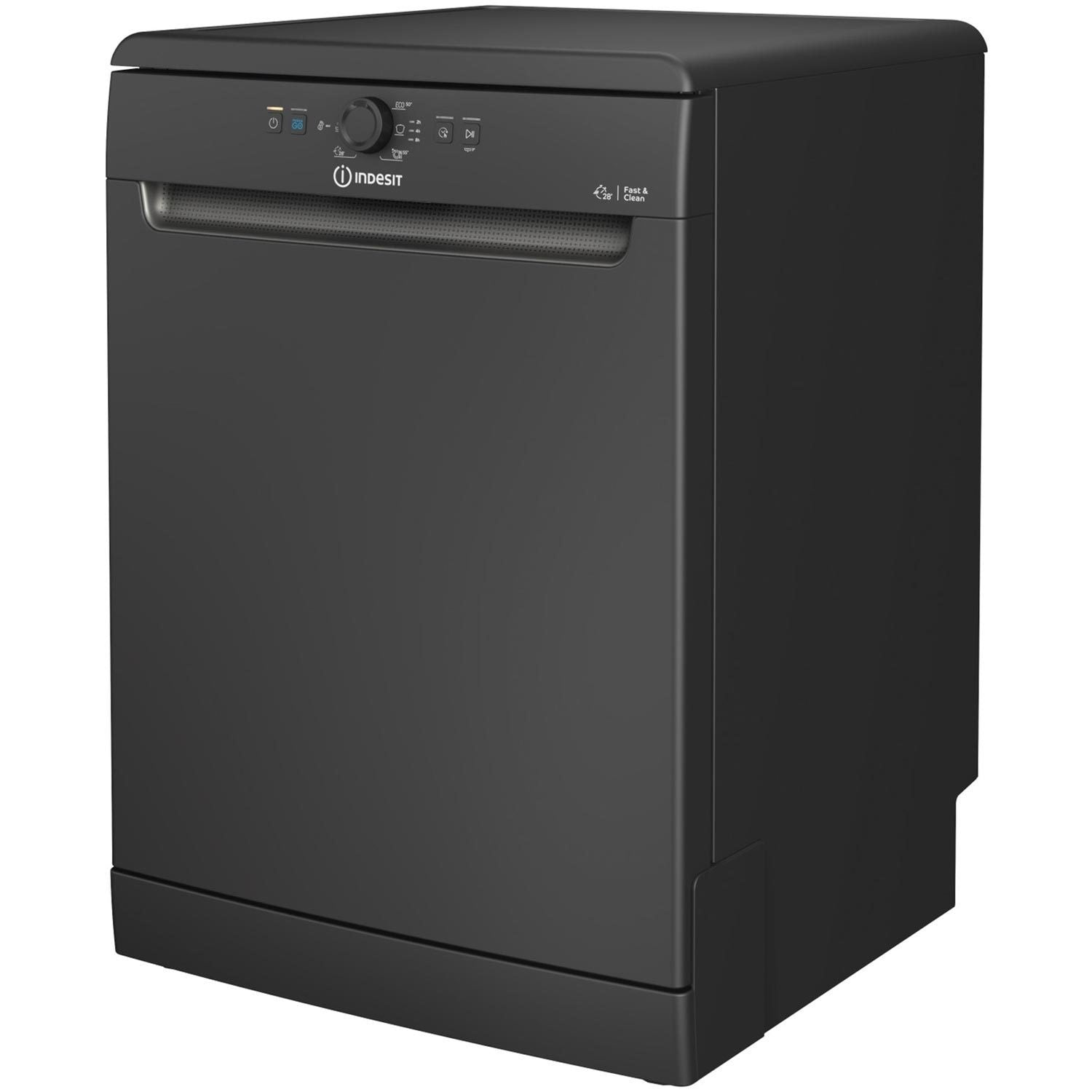 Indesit Fast&Clean Freestanding Dishwasher - Push&Go Black