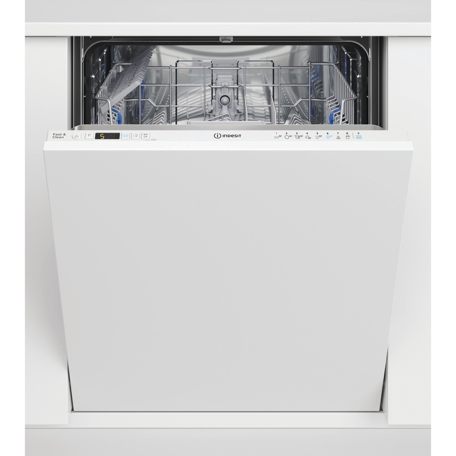 Indesit Push&Go Integrated Dishwasher - White control panel