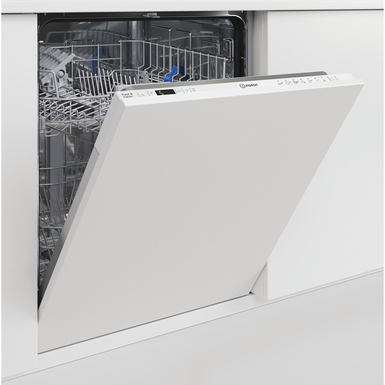 Indesit Push&Go Integrated Dishwasher - White control panel
