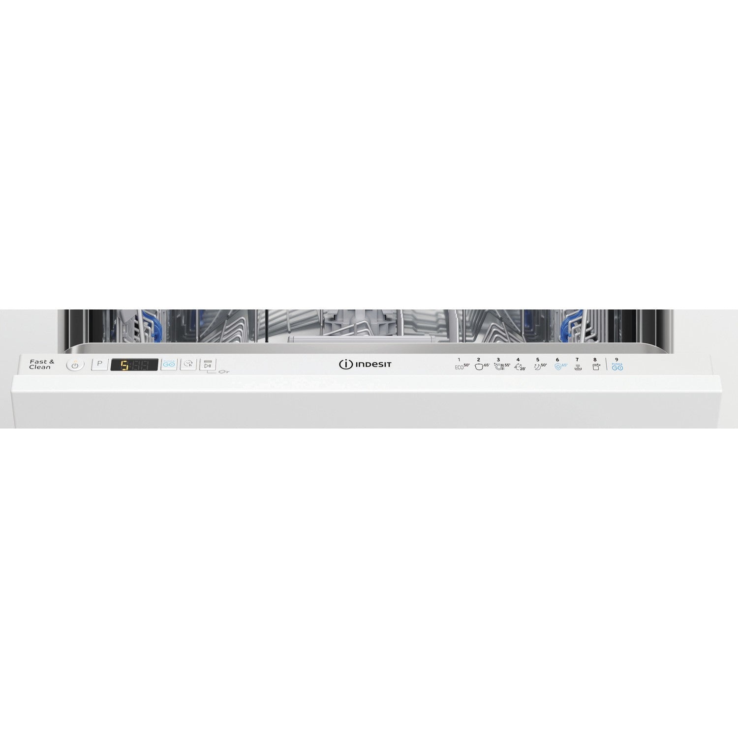 Indesit Push&Go Integrated Dishwasher - White control panel