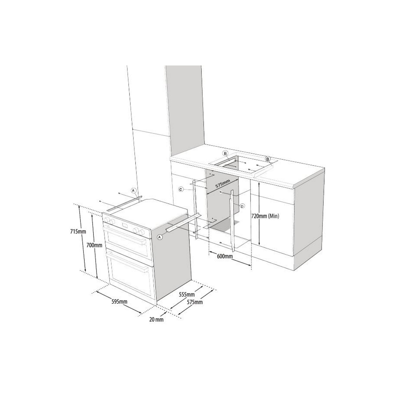 Indesit DUI12DIX Electric Built Under Double Oven - Stainless Steel