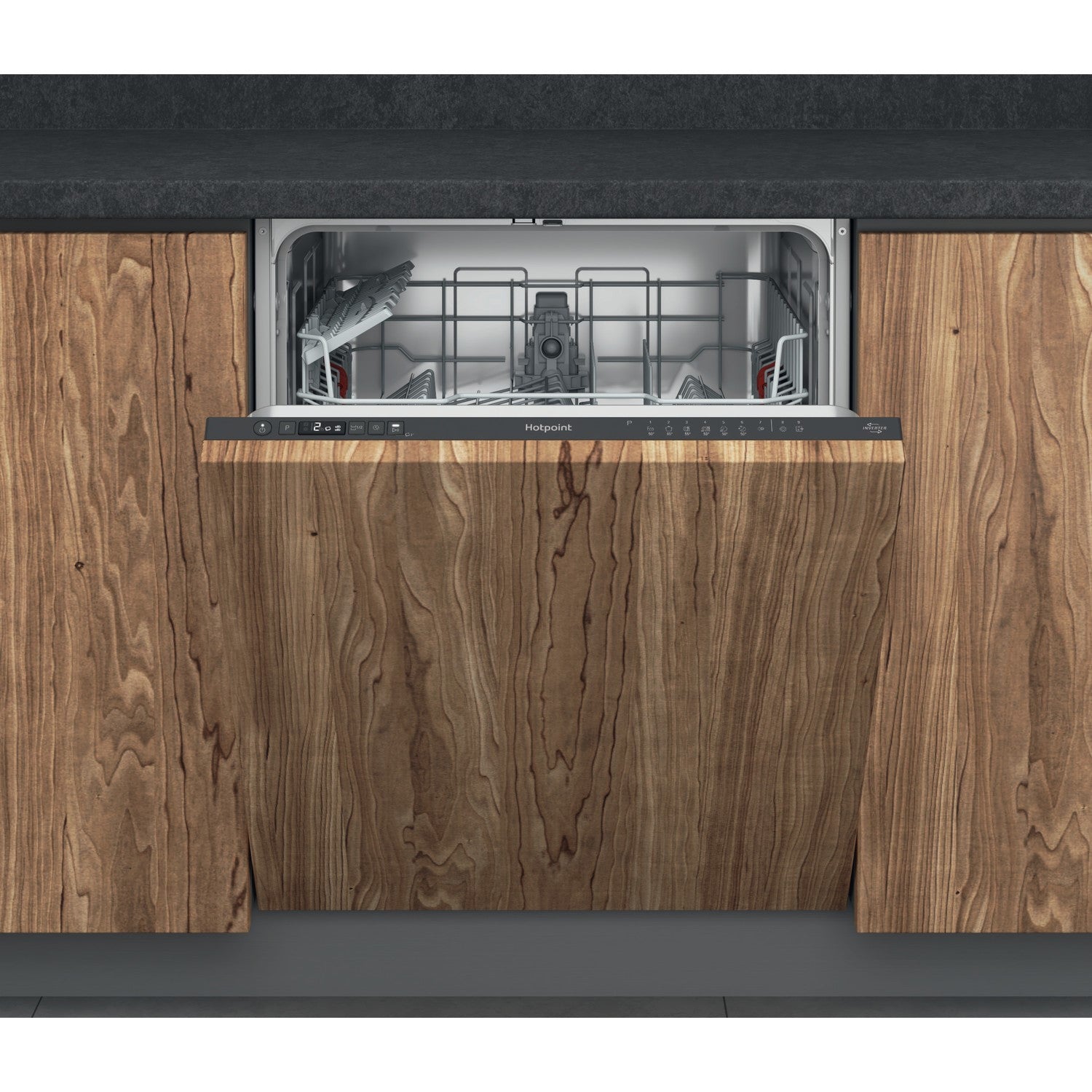 Hotpoint Integrated Dishwasher - Flexiload Inverter Motor Black control panel