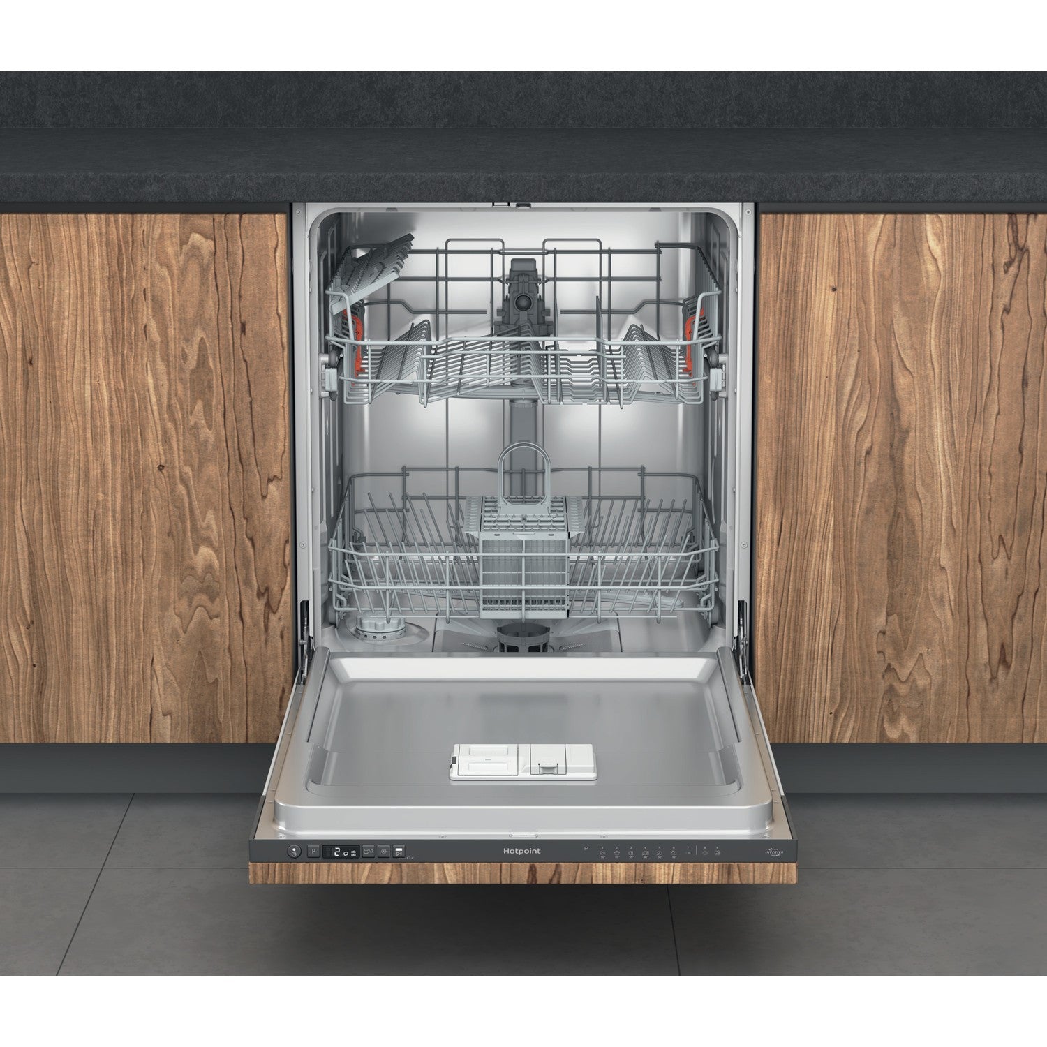 Hotpoint Integrated Dishwasher - Flexiload Inverter Motor Black control panel