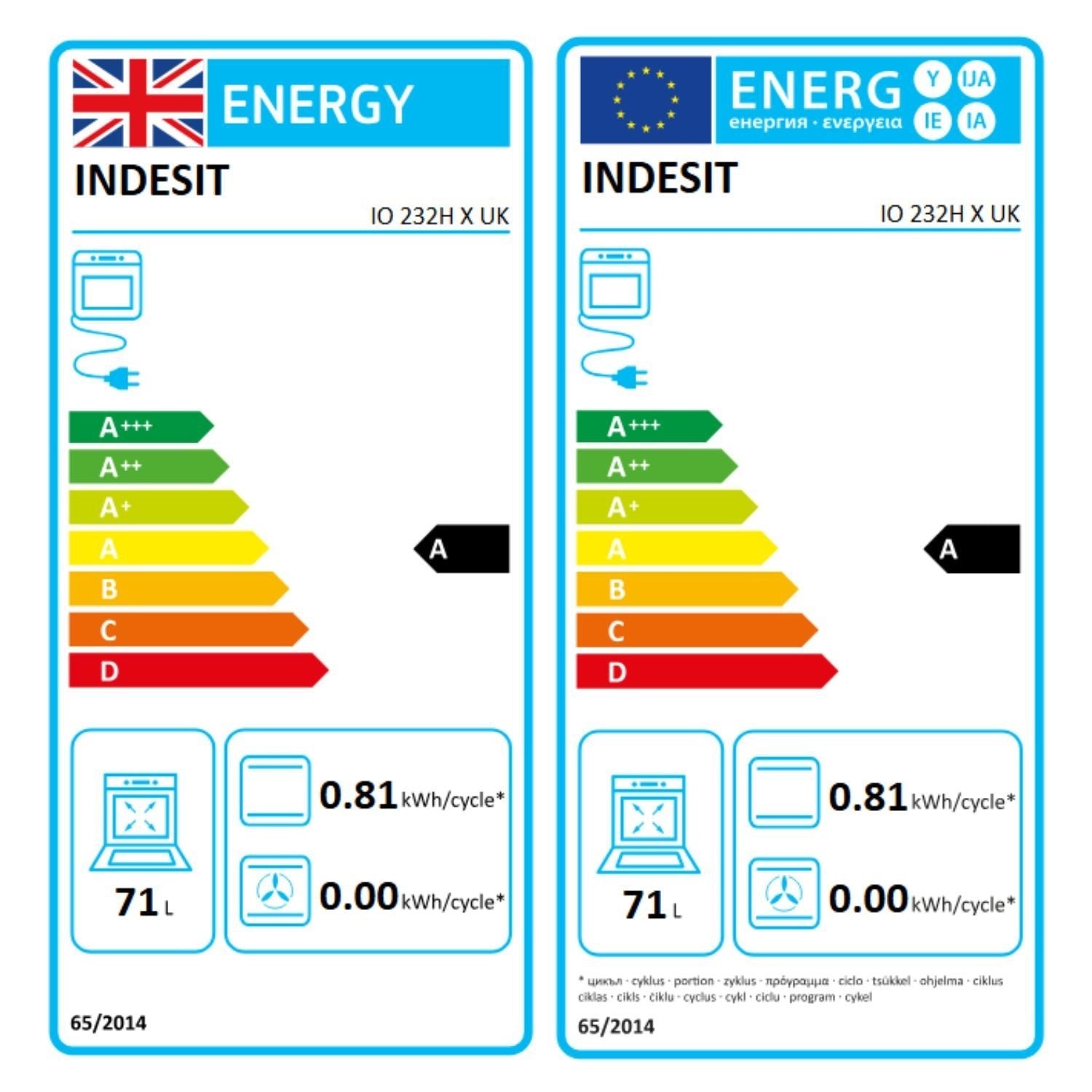 Indesit IO232HXUK Electric Conventional Single Oven - Stainless Steel