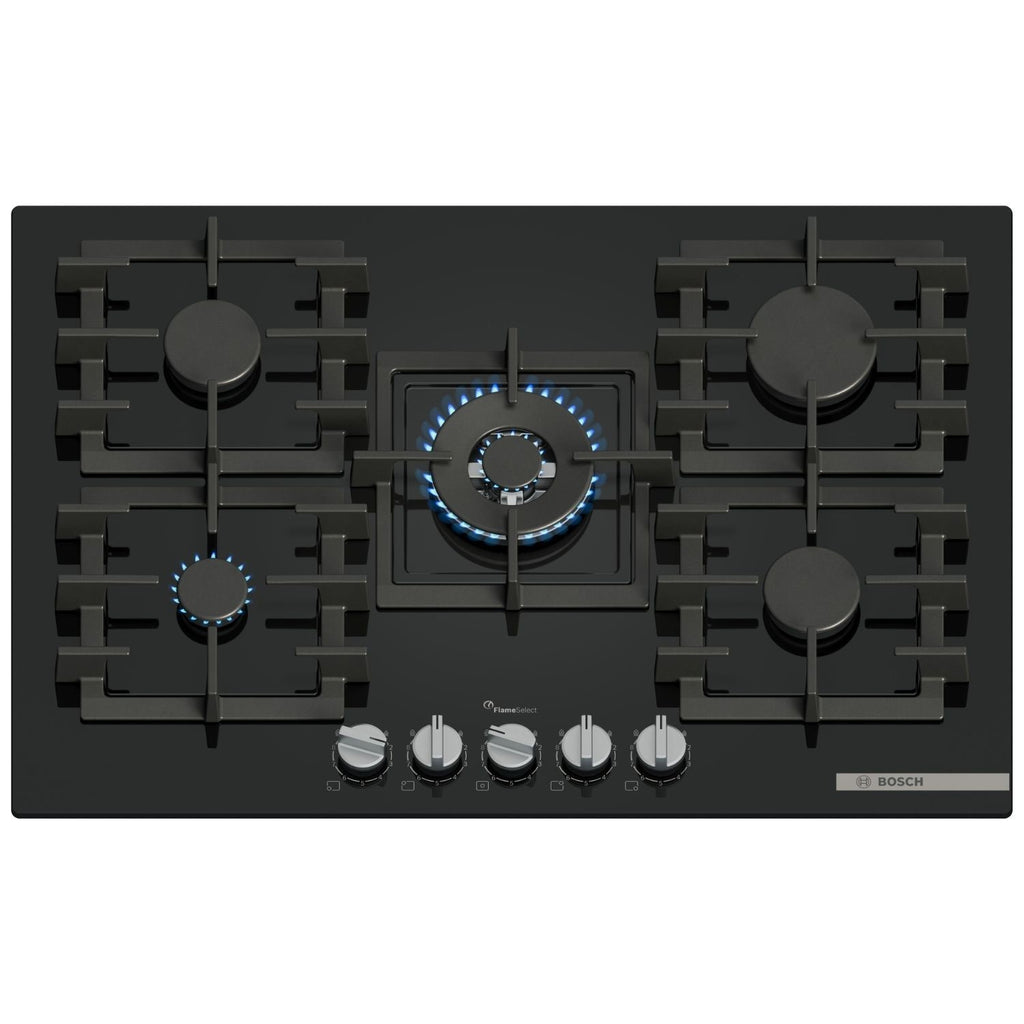 Bosch Series 6 75cm 5 Burner Gas Hob - Black Glass