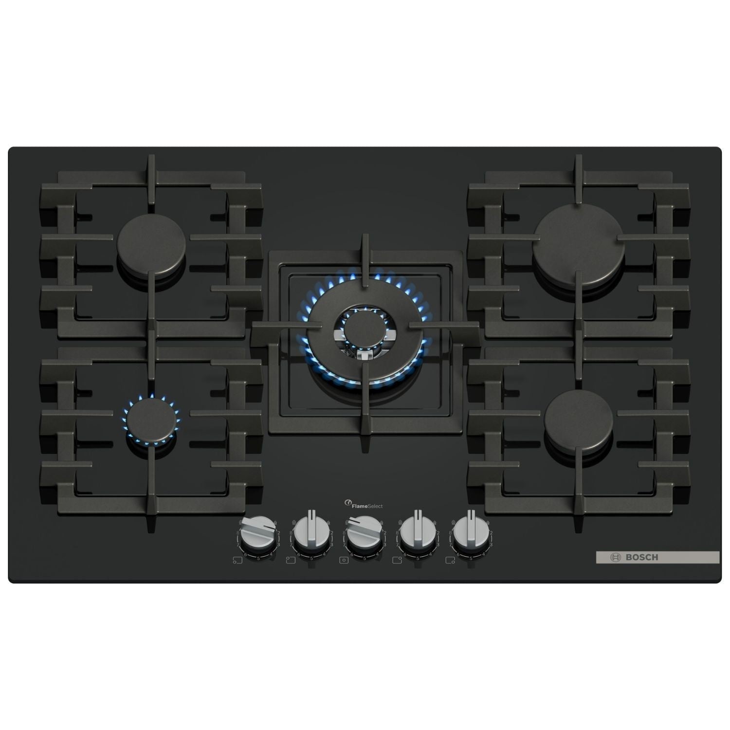 Bosch Series 6 75cm 5 Burner Gas Hob - Black Glass
