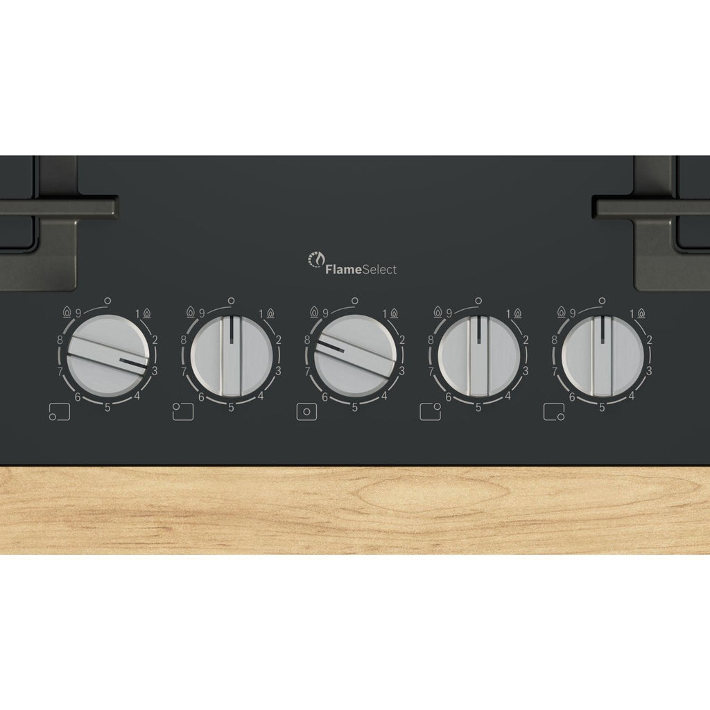 Bosch Series 6 75cm 5 Burner Gas Hob - Black Glass