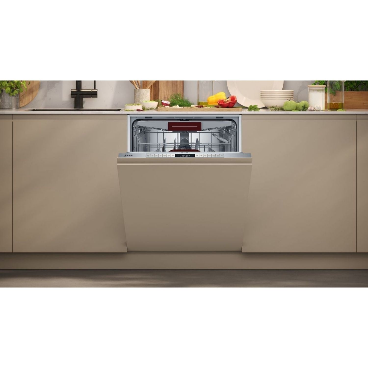 Neff N 50 Integrated Dishwasher - Smart Wi-Fi, D-Rated, Silver control panel