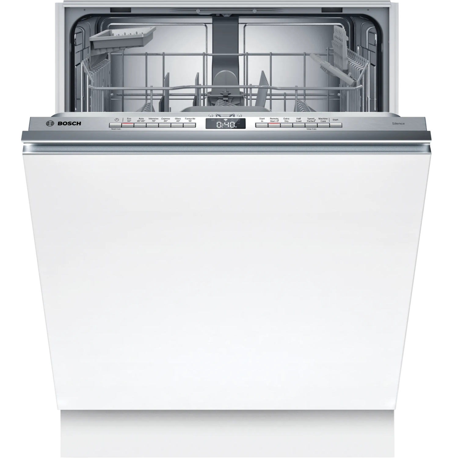 Bosch Series 4 Integrated Dishwasher - Smart Wi-Fi, D-Rated, Silver control panel