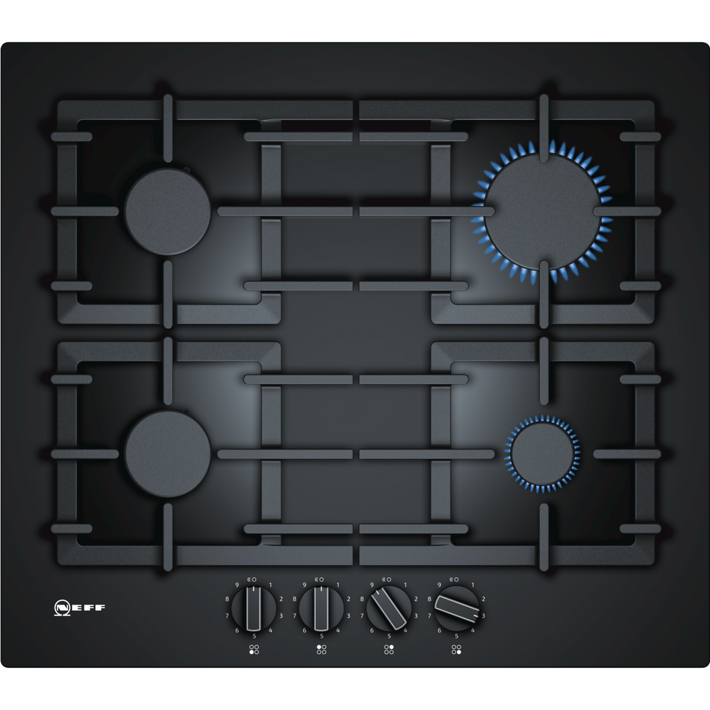Neff N70 59cm Gas on Glass 4 Burner Gas Hob - Black