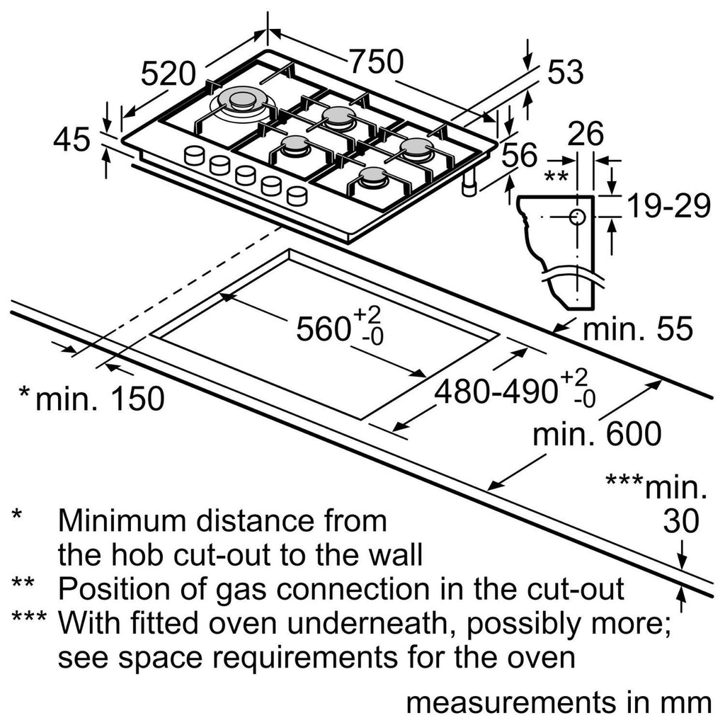 Neff N70 75cm 5 Burner Gas Hob - Stainless Steel